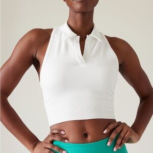 NWT Athleta Black Aurora Seamless Crop Polo Tank